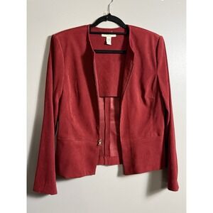 AMANDA SMITH Blazer Jacket TOP Red Zip Up, Pockets Women's Size 10‎